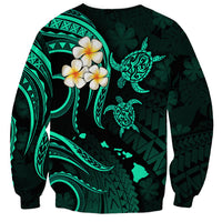 Polynesian Hawaii Sweatshirt Lanai Islands with Pacific Plumeria Turquoise Vibe LT9 - Polynesian Pride