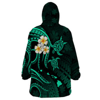 Polynesian Hawaii Wearable Blanket Hoodie Lanai Islands with Pacific Plumeria Turquoise Vibe LT9 - Polynesian Pride
