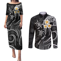 Polynesian Hawaii Couples Puletasi Dress and Long Sleeve Button Shirts Lanai Islands with Pacific Plumeria White Vibe LT9 White - Polynesian Pride