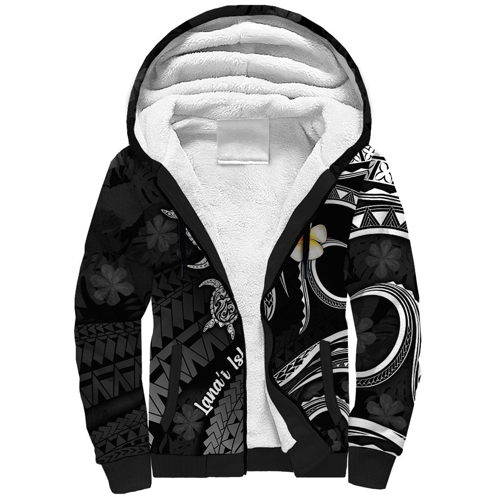 Polynesian Hawaii Sherpa Hoodie Lanai Islands with Pacific Plumeria White Vibe LT9 Unisex White - Polynesian Pride