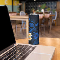 Hawaii Lanaʻi Islands Pacific Plumeria Skinny Tumbler Blue Polynesian Tattoo