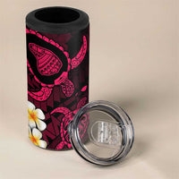 Hawaii Lanaʻi Islands Pacific Plumeria 4 in 1 Can Cooler Tumbler Pink Polynesian Tattoo