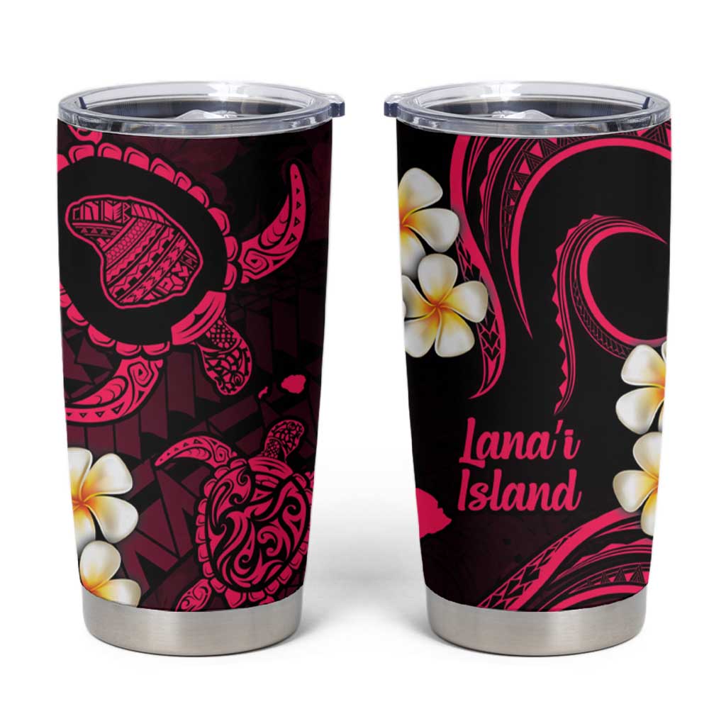 Hawaii Lanaʻi Islands Pacific Plumeria Tumbler Cup Pink Polynesian Tattoo