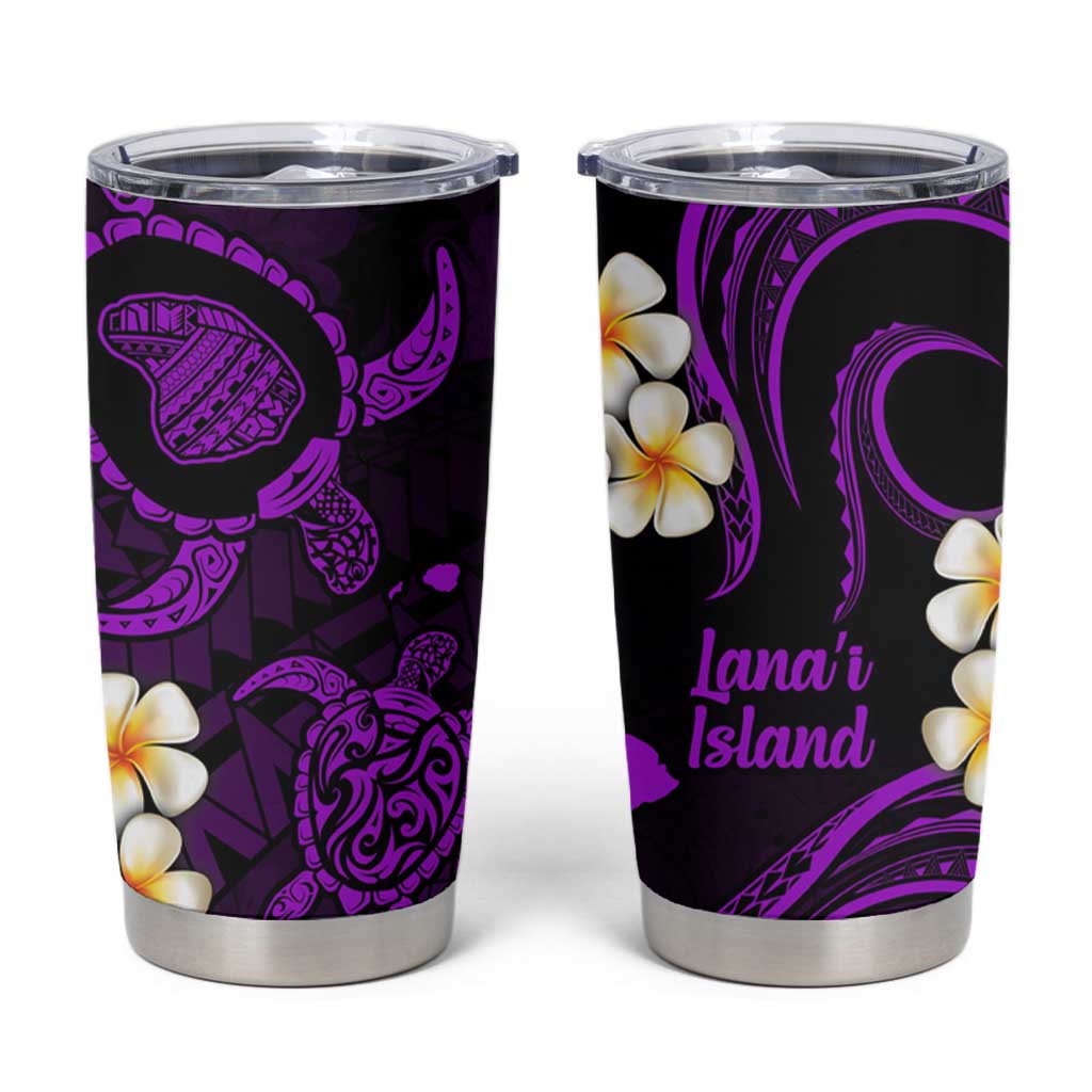 Hawaii Lanaʻi Islands Pacific Plumeria Tumbler Cup Purple Polynesian Tattoo