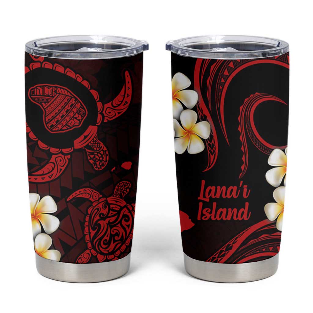 Hawaii Lanaʻi Islands Pacific Plumeria Tumbler Cup Red Polynesian Tattoo