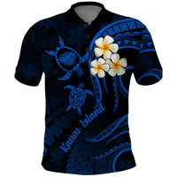 Hawaii Polo Shirt Kauai Islands Polynesian Sunset Plumeria LT9 Blue - Polynesian Pride