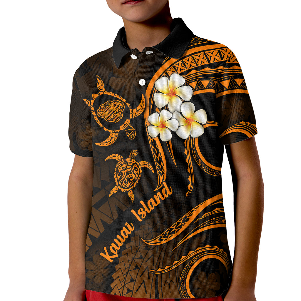 Hawaii Kid Polo Shirt Kauai Islands Polynesian Sunset Plumeria Gold Vibe LT9 Kid Gold - Polynesian Pride