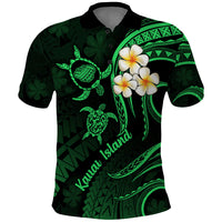 Hawaii Polo Shirt Kauai Islands Polynesian Sunset Plumeria Green Vibe LT9 Green - Polynesian Pride