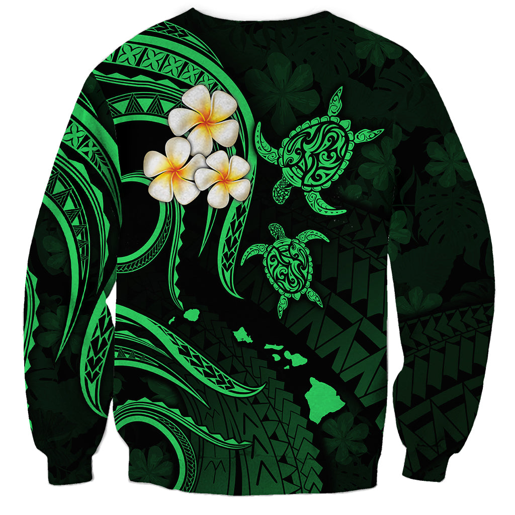 Hawaii Sweatshirt Kauai Islands Polynesian Sunset Plumeria Green Vibe LT9 - Polynesian Pride