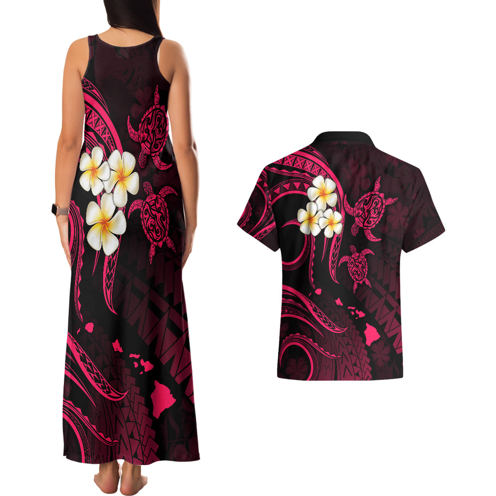 Hawaii Couples Matching Tank Maxi Dress And Hawaiian Shirt Kauai Islands Polynesian Sunset Plumeria Pink Vibe LT9 - Polynesian Pride