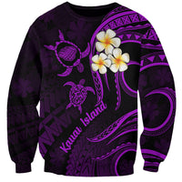 Polynesian Hawaii Sweatshirt Kauai Islands with Pacific Plumeria Purple Vibe LT9 Unisex Purple - Polynesian Pride