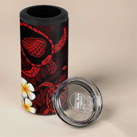 Hawaii Kauai Islands Pacific Plumeria 4 in 1 Can Cooler Tumbler Red Polynesian Tattoo