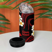 Hawaii Kauai Islands Pacific Plumeria 4 in 1 Can Cooler Tumbler Red Polynesian Tattoo