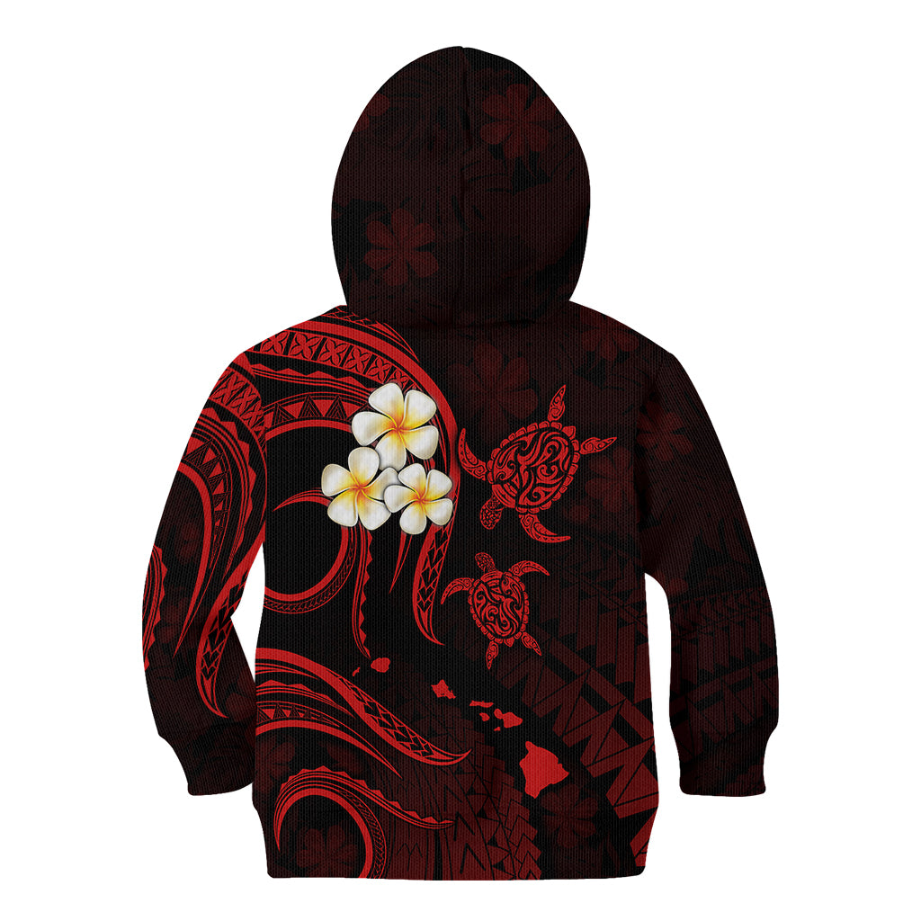 Polynesian Hawaii Kid Hoodie Kauai Islands with Pacific Plumeria Red Vibe LT9 - Polynesian Pride