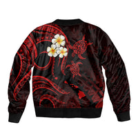 Polynesian Hawaii Sleeve Zip Bomber Jacket Kauai Islands with Pacific Plumeria Red Vibe LT9 - Polynesian Pride