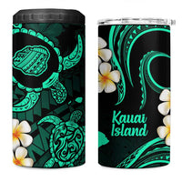Hawaii Kauai Islands Pacific Plumeria 4 in 1 Can Cooler Tumbler Turquoise Polynesian Tattoo