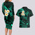 Polynesian Hawaii Couples Long Sleeve Bodycon Dress and Hawaiian Shirt Kauai Islands with Pacific Plumeria Turquoise Vibe LT9 - Polynesian Pride