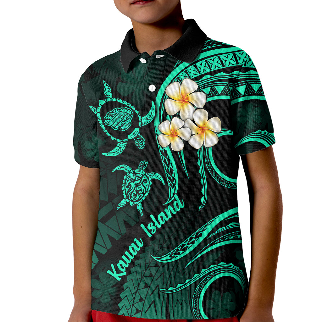 Polynesian Hawaii Kid Polo Shirt Kauai Islands with Pacific Plumeria Turquoise Vibe LT9 Kid Turquoise - Polynesian Pride
