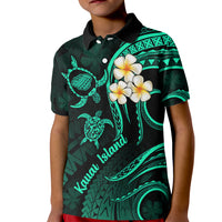 Polynesian Hawaii Kid Polo Shirt Kauai Islands with Pacific Plumeria Turquoise Vibe LT9 Kid Turquoise - Polynesian Pride