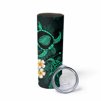 Hawaii Kauai Islands Pacific Plumeria Skinny Tumbler Turquoise Polynesian Tattoo
