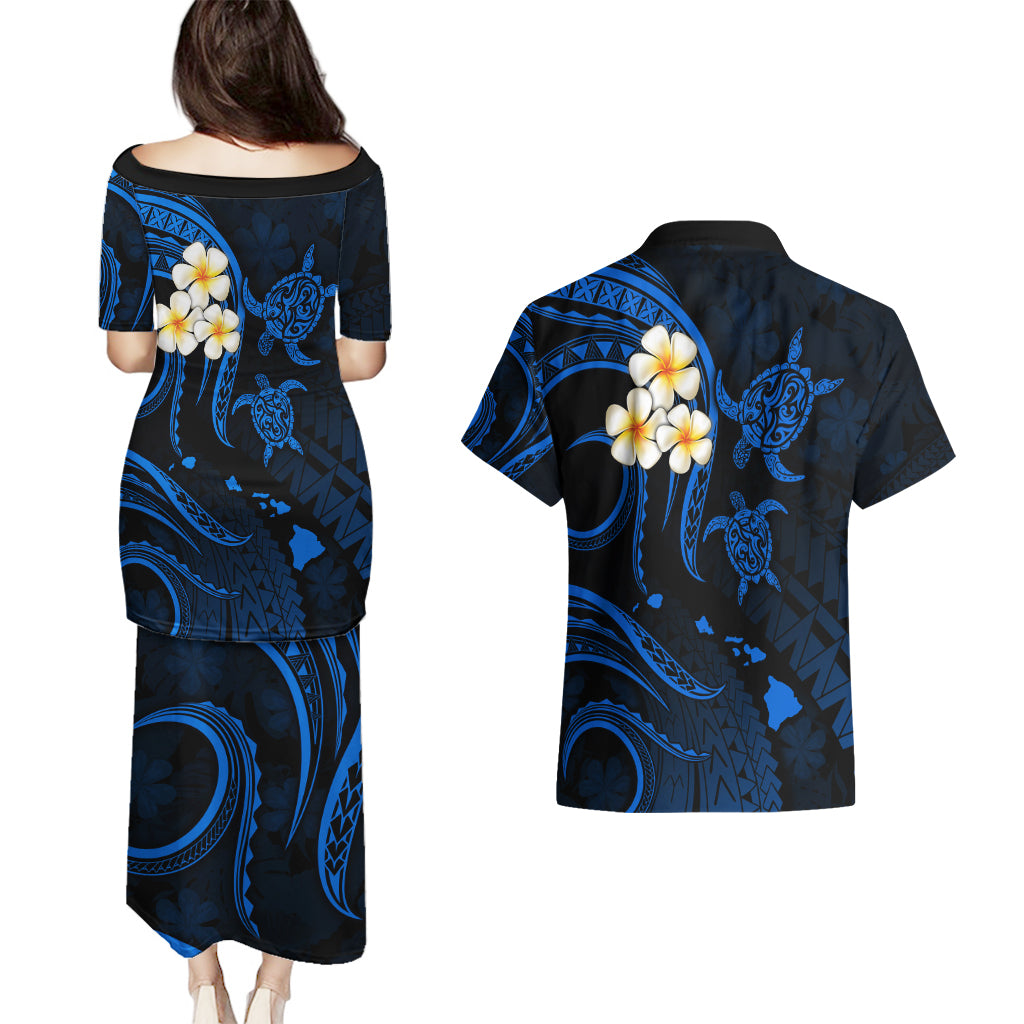 Hawaii Couples Puletasi Dress and Hawaiian Shirt Kahoolawe Islands Polynesian Sunset Plumeria LT9 - Polynesian Pride
