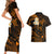 Hawaii Couples Short Sleeve Bodycon Dress and Hawaiian Shirt Kahoolawe Islands Polynesian Sunset Plumeria Gold Vibe LT9 - Polynesian Pride