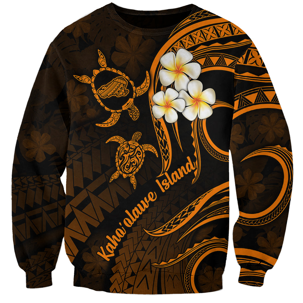 Hawaii Sweatshirt Kahoolawe Islands Polynesian Sunset Plumeria Gold Vibe LT9 Unisex Gold - Polynesian Pride