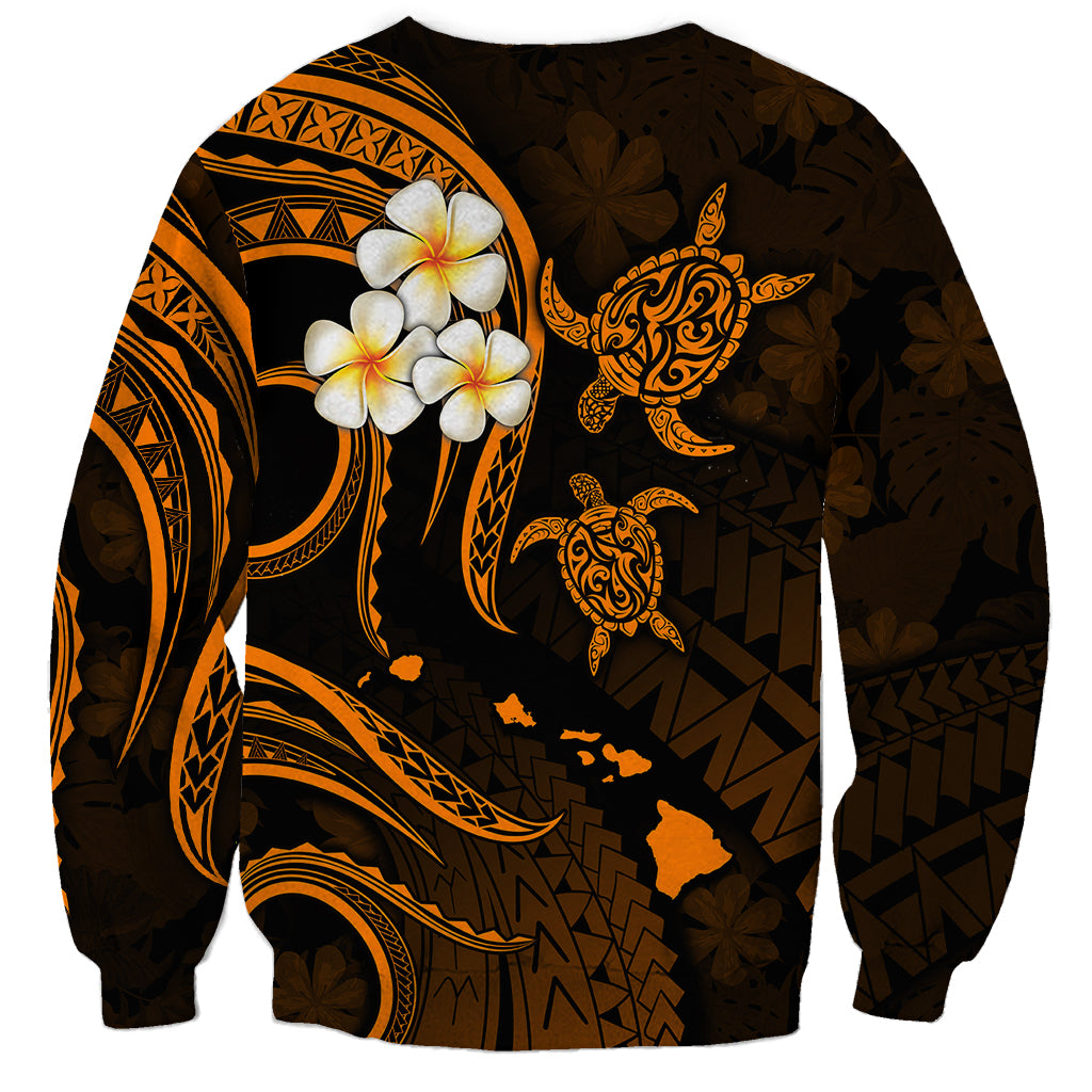 Hawaii Sweatshirt Kahoolawe Islands Polynesian Sunset Plumeria Gold Vibe LT9 - Polynesian Pride