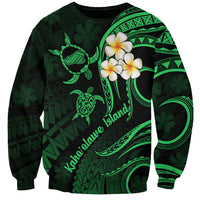 Hawaii Sweatshirt Kahoolawe Islands Polynesian Sunset Plumeria Green Vibe LT9 Unisex Green - Polynesian Pride