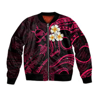 Hawaii Sleeve Zip Bomber Jacket Kahoolawe Islands Polynesian Sunset Plumeria Pink Vibe LT9 Unisex Pink - Polynesian Pride
