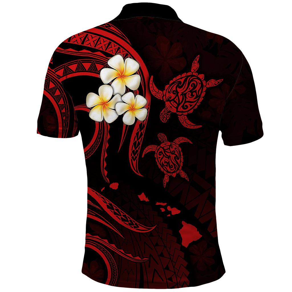 Polynesian Hawaii Polo Shirt Kahoolawe Islands with Pacific Plumeria Red Vibe LT9 - Polynesian Pride