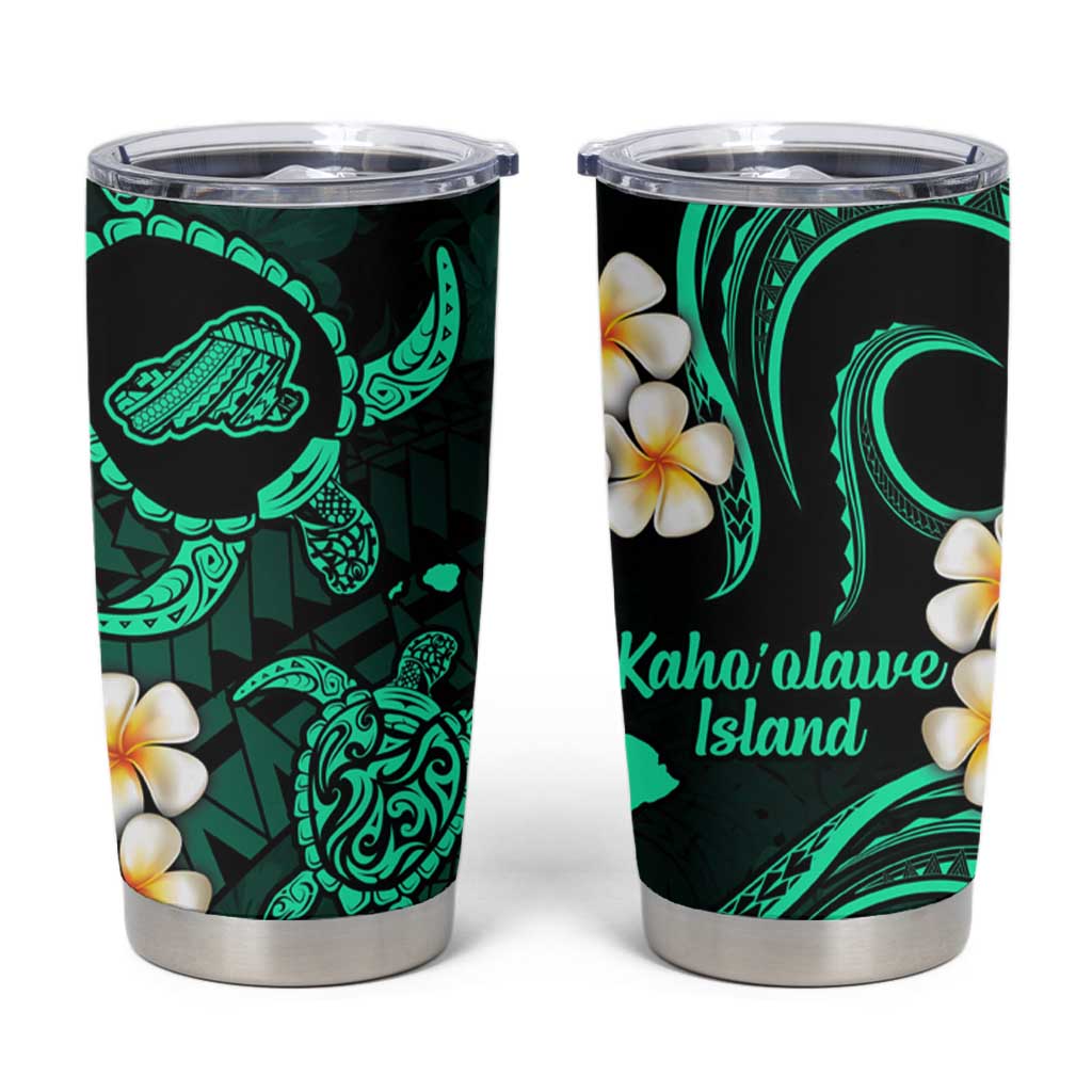 Hawaii Kahoolawe Islands Pacific Plumeria Tumbler Cup Turquoise Polynesian Tattoo