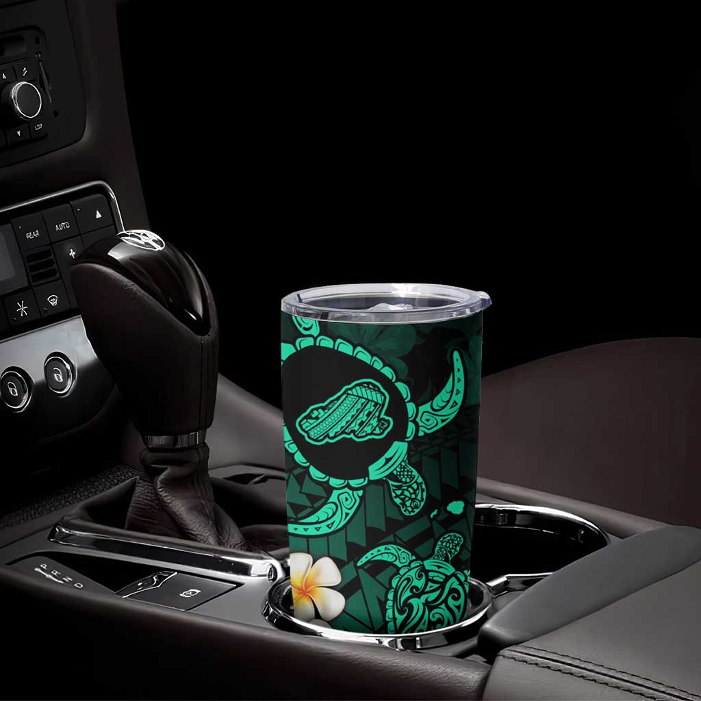 Hawaii Kahoolawe Islands Pacific Plumeria Tumbler Cup Turquoise Polynesian Tattoo
