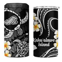 Hawaii Kahoolawe Islands Pacific Plumeria 4 in 1 Can Cooler Tumbler White Polynesian Tattoo