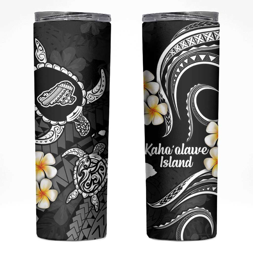 Hawaii Kahoolawe Islands Pacific Plumeria Skinny Tumbler White Polynesian Tattoo