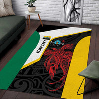 Personalised PNG Hela Province Area Rug Bird of Paradise Tattoo Flag Motif LT9 Yellow - Polynesian Pride