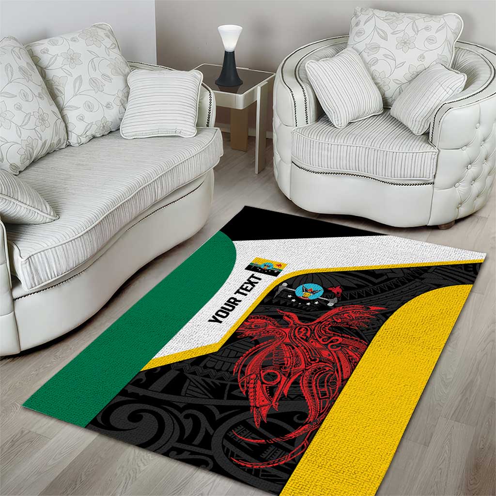 Personalised PNG Hela Province Area Rug Bird of Paradise Tattoo Flag Motif LT9 - Polynesian Pride