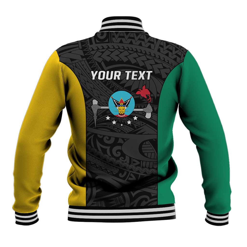 Personalised PNG Hela Province Baseball Jacket Bird of Paradise Tattoo Flag Motif - Polynesian Pride