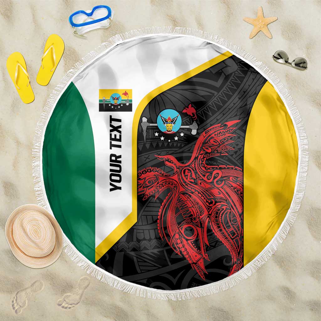 Personalised PNG Hela Province Beach Blanket Bird of Paradise Tattoo Flag Motif - Polynesian Pride