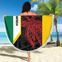 Personalised PNG Hela Province Beach Blanket Bird of Paradise Tattoo Flag Motif - Polynesian Pride