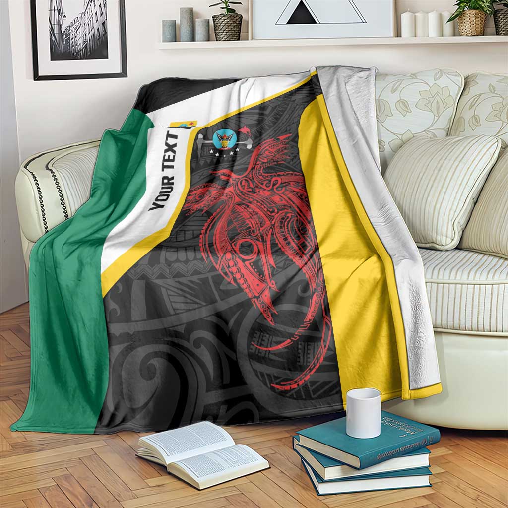 Personalised PNG Hela Province Blanket Bird of Paradise Tattoo Flag Motif - Polynesian Pride