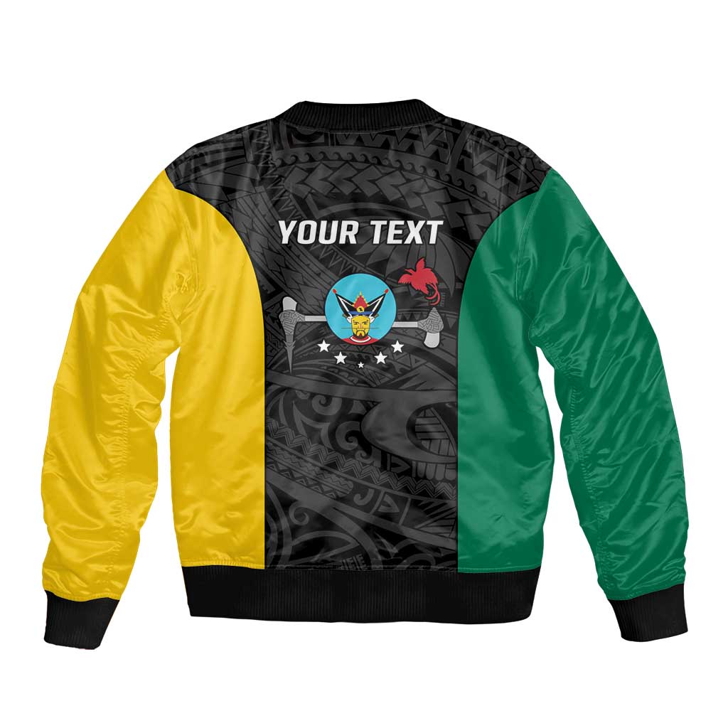 Personalised PNG Hela Province Bomber Jacket Bird of Paradise Tattoo Flag Motif - Polynesian Pride