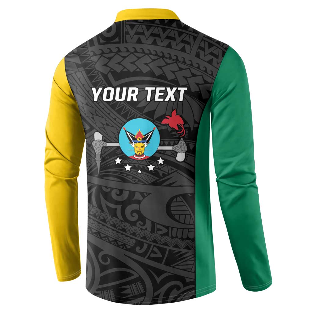 Personalised PNG Hela Province Button Sweatshirt Bird of Paradise Tattoo Flag Motif - Polynesian Pride