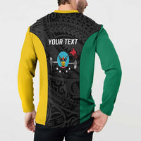 Personalised PNG Hela Province Button Sweatshirt Bird of Paradise Tattoo Flag Motif - Polynesian Pride