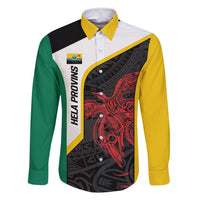 Personalised PNG Hela Province Family Matching Long Sleeve Bodycon Dress and Hawaiian Shirt Bird of Paradise Tattoo Flag Motif - Polynesian Pride