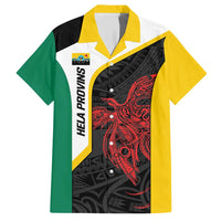 Personalised PNG Hela Province Family Matching Short Sleeve Bodycon Dress and Hawaiian Shirt Bird of Paradise Tattoo Flag Motif - Polynesian Pride
