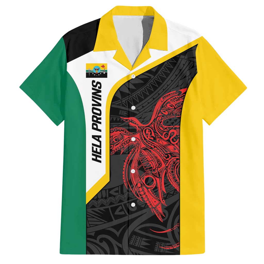 Personalised PNG Hela Province Hawaiian Shirt Bird of Paradise Tattoo Flag Motif - Polynesian Pride