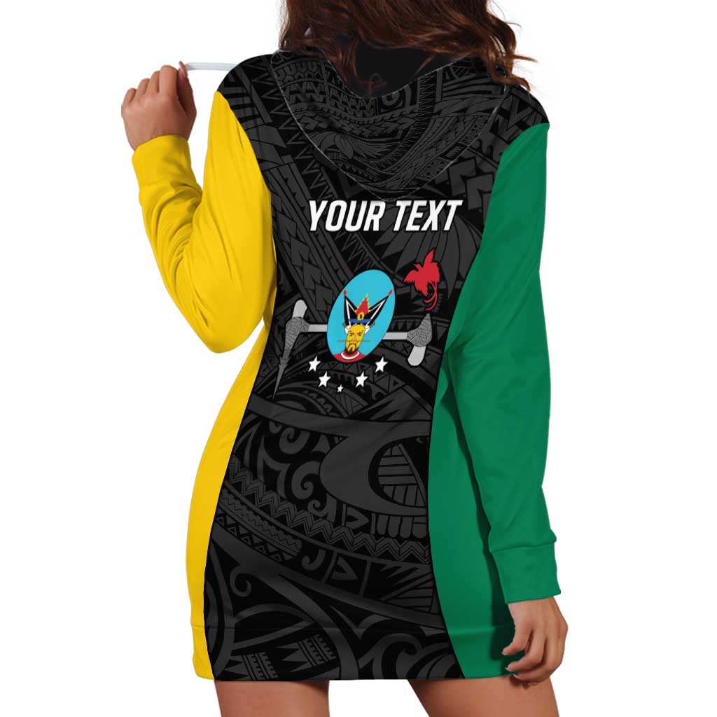 Personalised PNG Hela Province Hoodie Dress Bird of Paradise Tattoo Flag Motif - Polynesian Pride