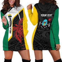 Personalised PNG Hela Province Hoodie Dress Bird of Paradise Tattoo Flag Motif - Polynesian Pride
