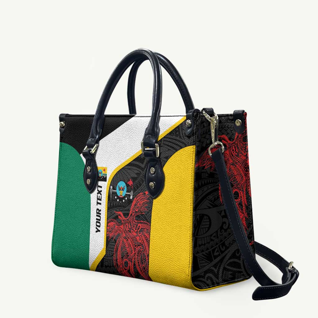 Personalised PNG Hela Province Leather Bag Bird of Paradise Tattoo Flag Motif - Polynesian Pride